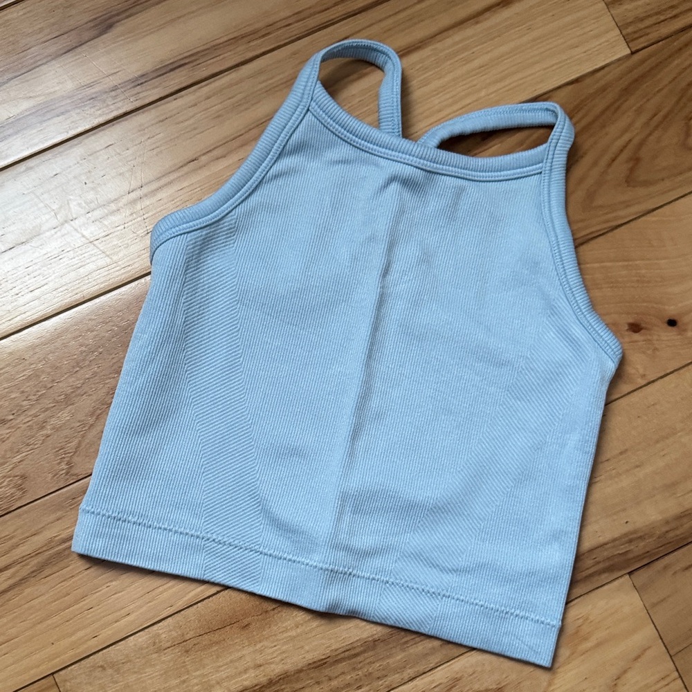 All in Motion Sky Blue Ribbed Top